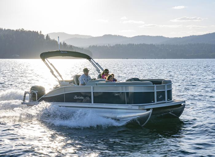 Family cruising in a Barletta Cabrio Pontoon Boat in Muskoka