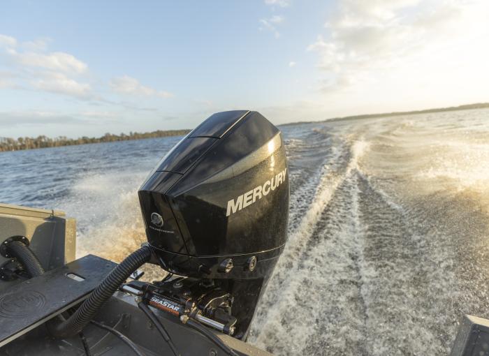 Mercury out board motor running shot